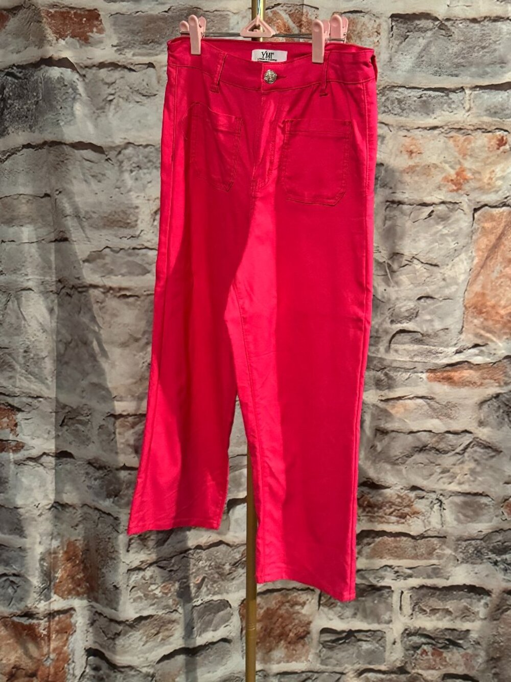 YMI - Hyperstretch High Rise Crop Straight Leg Pants - Pink - XL